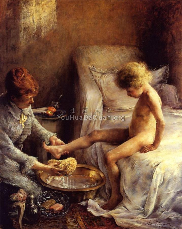 Reine Goeneutte Washing the Young Jean Guerard - 诺伯特·贡纽特